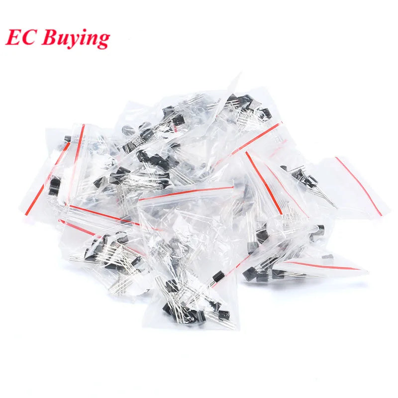160pcs/set Transistor Kit TO-92 S9011 S9012 S9013 S9014 S9015 S9018 A1015 C1815 A42 A92 5401 5551 S8050 S8550 2N3906 2N3904