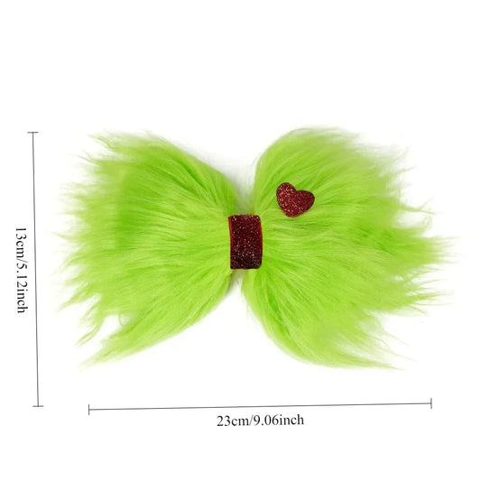 New Products Christmas Grinch Green Hair Accessories Girls Xmas Green Fur Headband  Headgear Makeup Ball Funny Props Hairpins