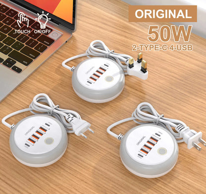 50W USB Mobile Phone Charger Multi Ports Power Strip Socket Type C Fast Charging Wall Charger Wall Adapter For iPhone Xiaomi