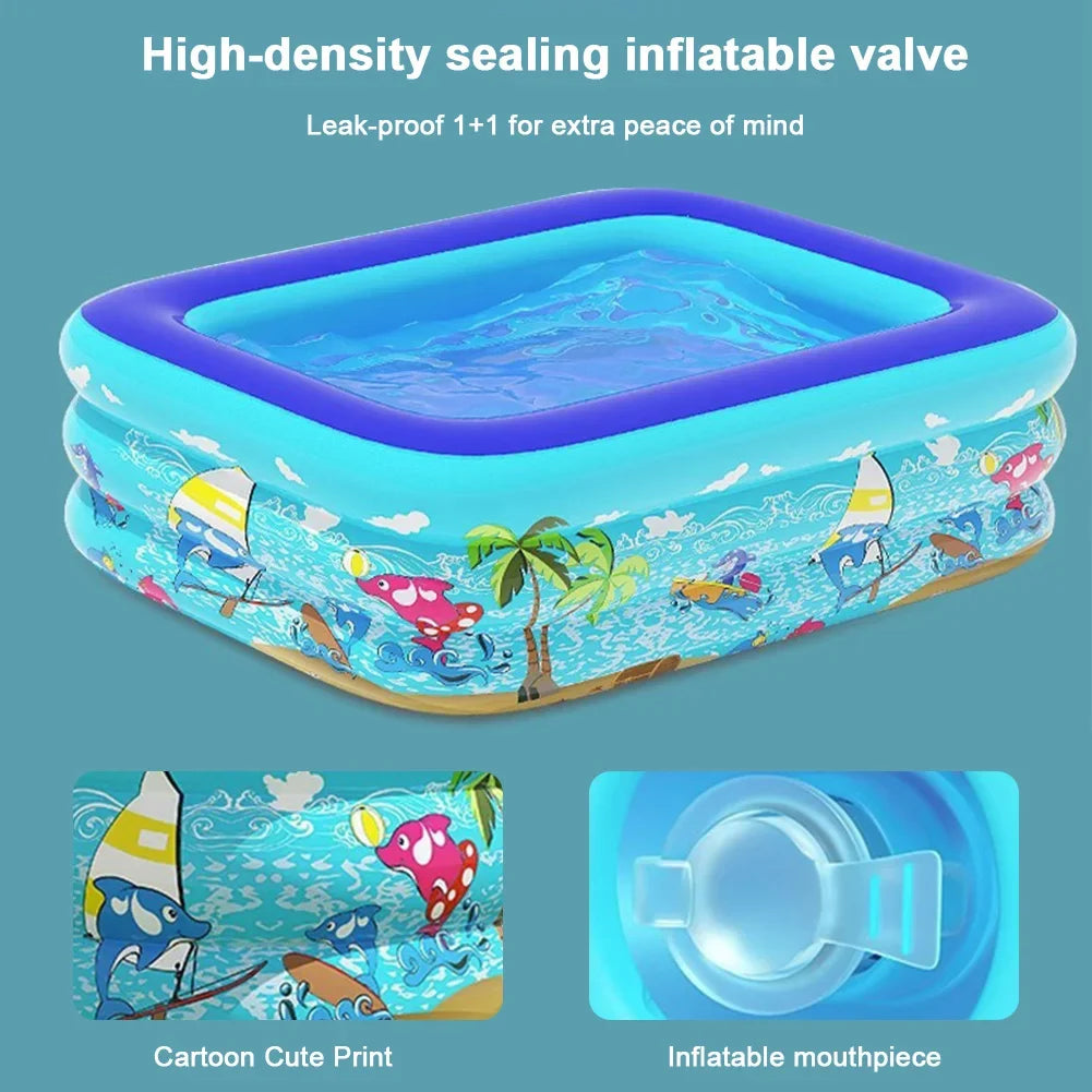 Children  Adults Inflatable Pool Foldable Square Blow Up Cute  Pool for Family Space-Saving Swimming Pool for Backyard Garden