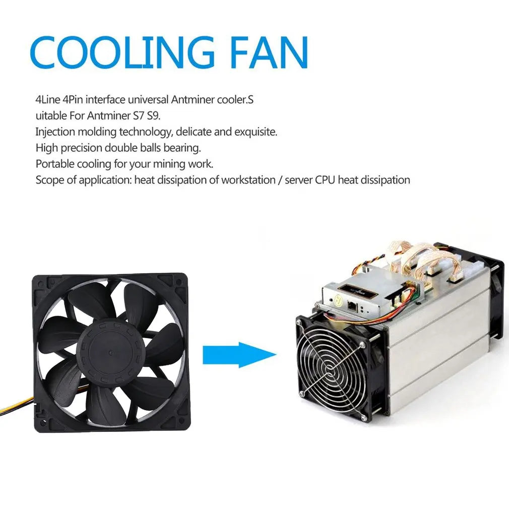 2026 Hot Miner Cooling Fan For Antminer Bitmain S7 S9 4-Pin Connector Brushless Replacement DC 12V 5.0A Cooler Fan Low Noise