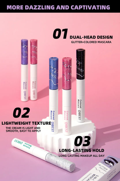 Double Head 2 IN 1 Mascara Silk Fiber Lash Mascara Volume Waterproof Lasting Non-Smudging Thick Thin Curling Mascara Eyes Makeup