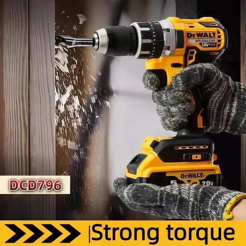 Dewalt Brushless Cordless DCD796 Impact Drill, Multifunctional Rechargeable Electric Screwdriver Power Tools