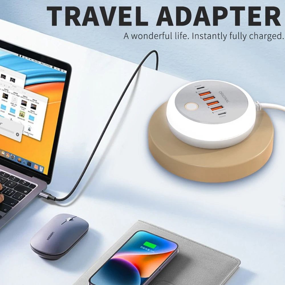 50W USB Mobile Phone Charger Multi Ports Power Strip Socket Type C Fast Charging Wall Charger Wall Adapter For iPhone Xiaomi