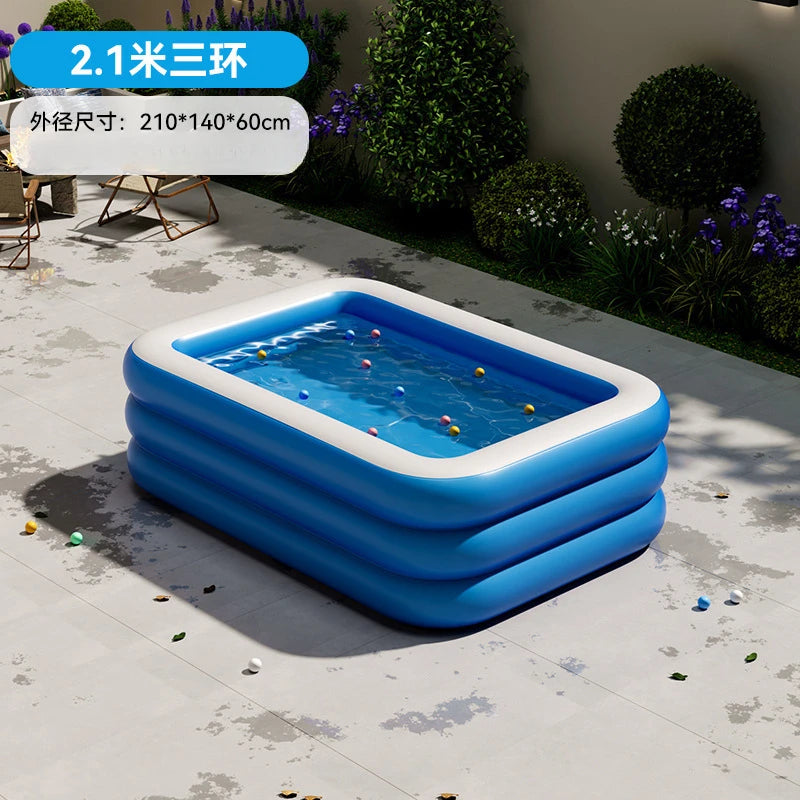 Kiddie Swimming Pool Extra Large Family-Inflatable Family Lounge Above Ground Swim Center Large Perfect for Summer Outdoor.