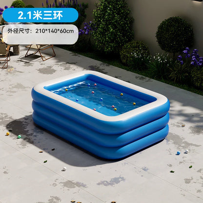 Kiddie Swimming Pool Extra Large Family-Inflatable Family Lounge Above Ground Swim Center Large Perfect for Summer Outdoor.