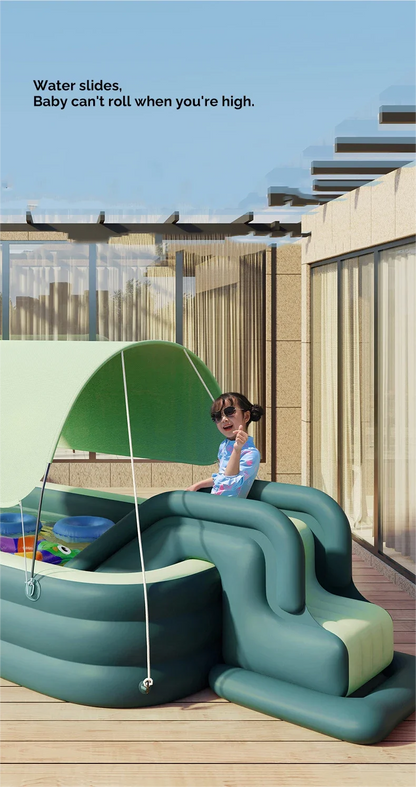Inflatable Swimming Pool with Rain Canopy, Portable Adult Swimming Pool in Outdoor Areas, Home Garden, Backyard Inflatable Pool