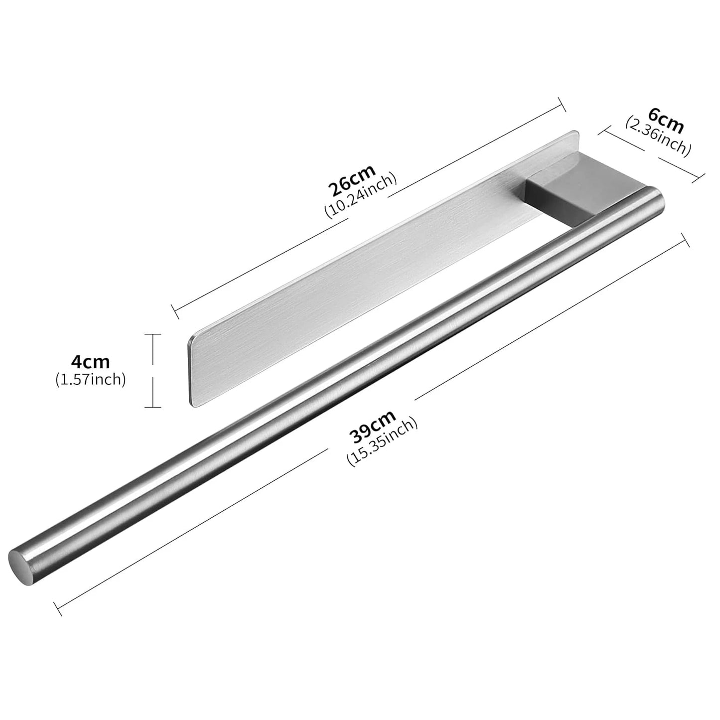 Bathroom Towel Racks No Drill Double Adhesive Towel Bar Stainless Steel Black 39 CM Towel Rack for Bathroom and Kitchen