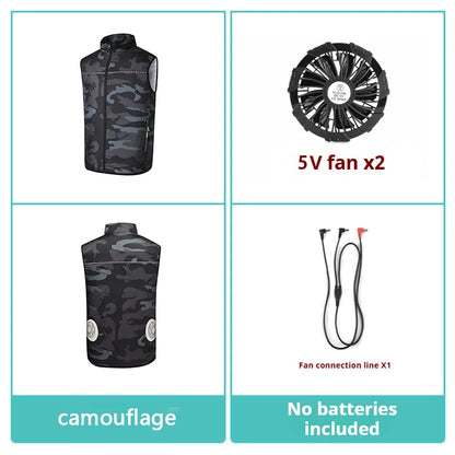 Summer Air Conditioning Suit Heatstroke Prevention Vest Men's and Women's High-tech Universal Camouflage Cooling Fan Suit