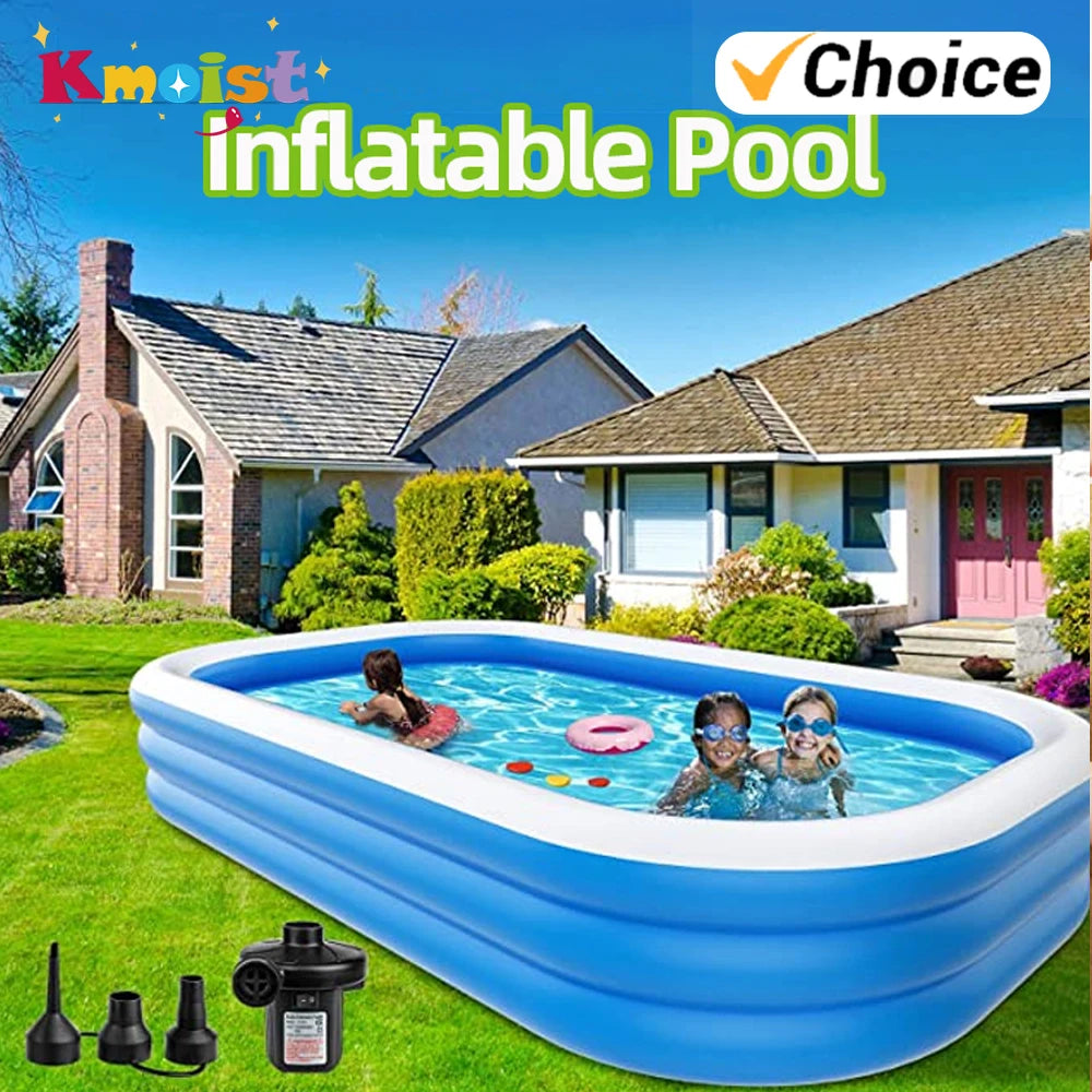 2m/2.6m Large Inflatable Swimming Pool Adults Kids Pools Bathing Tub Outdoor Indoor Bathtub Water Pool Family Party Toys