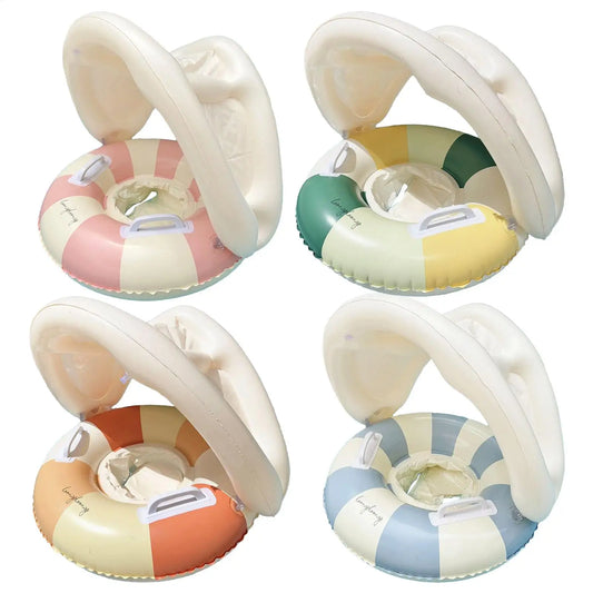 Children Swimming Float Circle with Sunshade Sun Canopy PVC Inflatable Swimming Float Baby Pool Floats For Beach Bath Pool