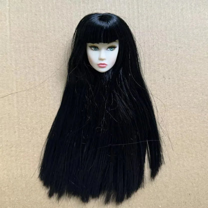 European Face Doll Head Long Hair White Normal Tan Skin Practice Makeup Head Fashion Doll Head for 11.5 Inch BJD Doll Body