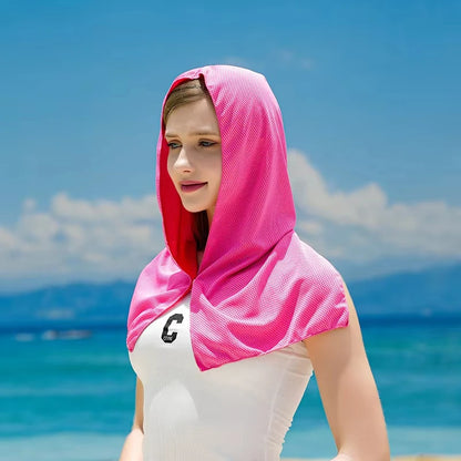 Summer Cooling Hoodie Towel Sweat-absorbent Cool Anti-UV Cycling Soft Cold Sensing Quick-drying Scarf for Fitness Hiking Fishing
