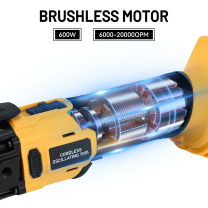 20000OPM Brushless Oscillating Multi Tools 6Gear Function Tool Electric Saw Trimmer Shovel Woodworking for DeWalt 18V Battery