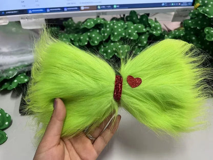 New Products Christmas Grinch Green Hair Accessories Girls Xmas Green Fur Headband  Headgear Makeup Ball Funny Props Hairpins
