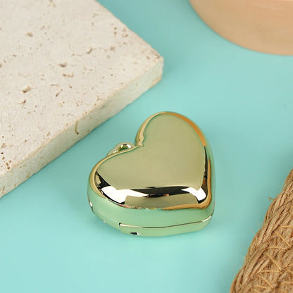 1Pcs Heart Shape Blush Empty Compact with Mirror, Keychain DIY Refillable Powder Case for Makeup