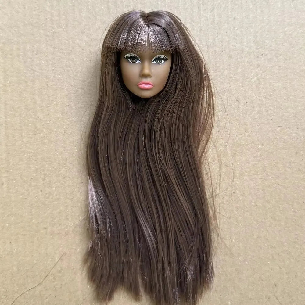 European Face Doll Head Long Hair White Normal Tan Skin Practice Makeup Head Fashion Doll Head for 11.5 Inch BJD Doll Body