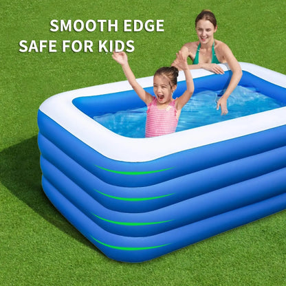 Kiddie Swimming Pool Extra Large Family-Inflatable Family Lounge Above Ground Swim Center Large Perfect for Summer Outdoor.
