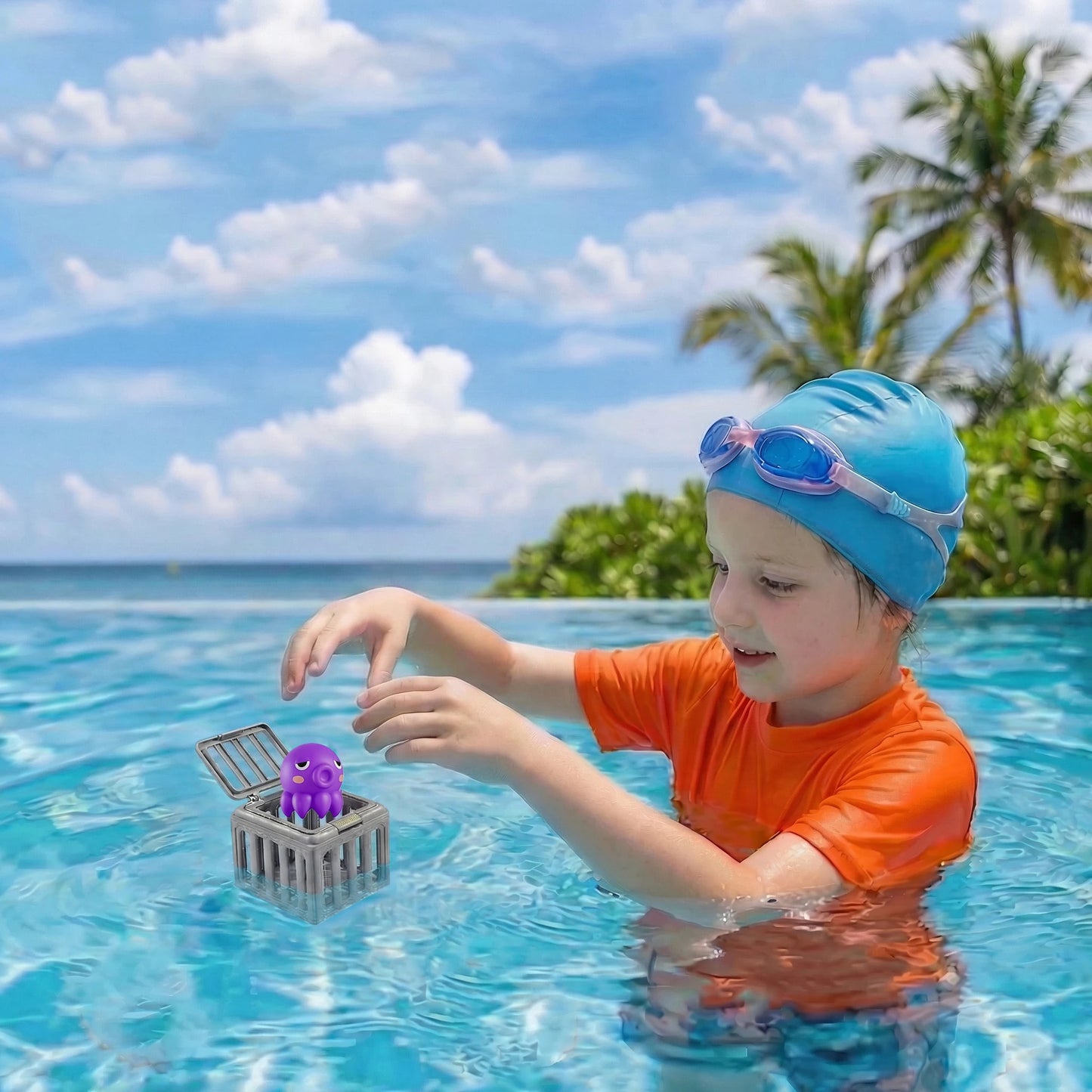 Kids Pool Diving Toys with Fish Box Floating Animals Water Swimming Dive Pool Game for Boys Girls Fun Outdoor Beach Party Gifts