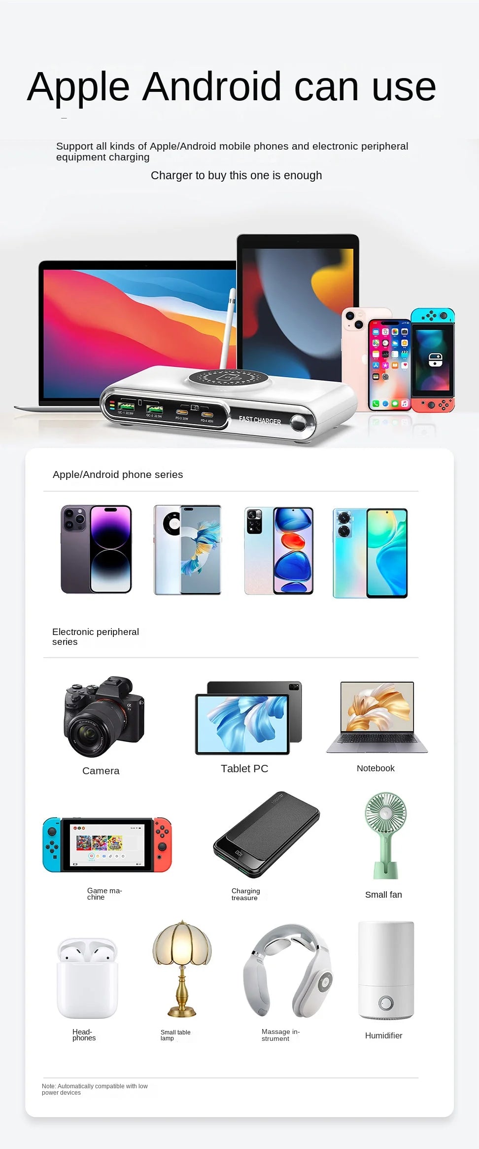 Mobile Phone Fast Charging 6-in-1 Multi-Function Charger Fast Charging 2PD Port Total Power 72W Single-port Maximum 45W Charger