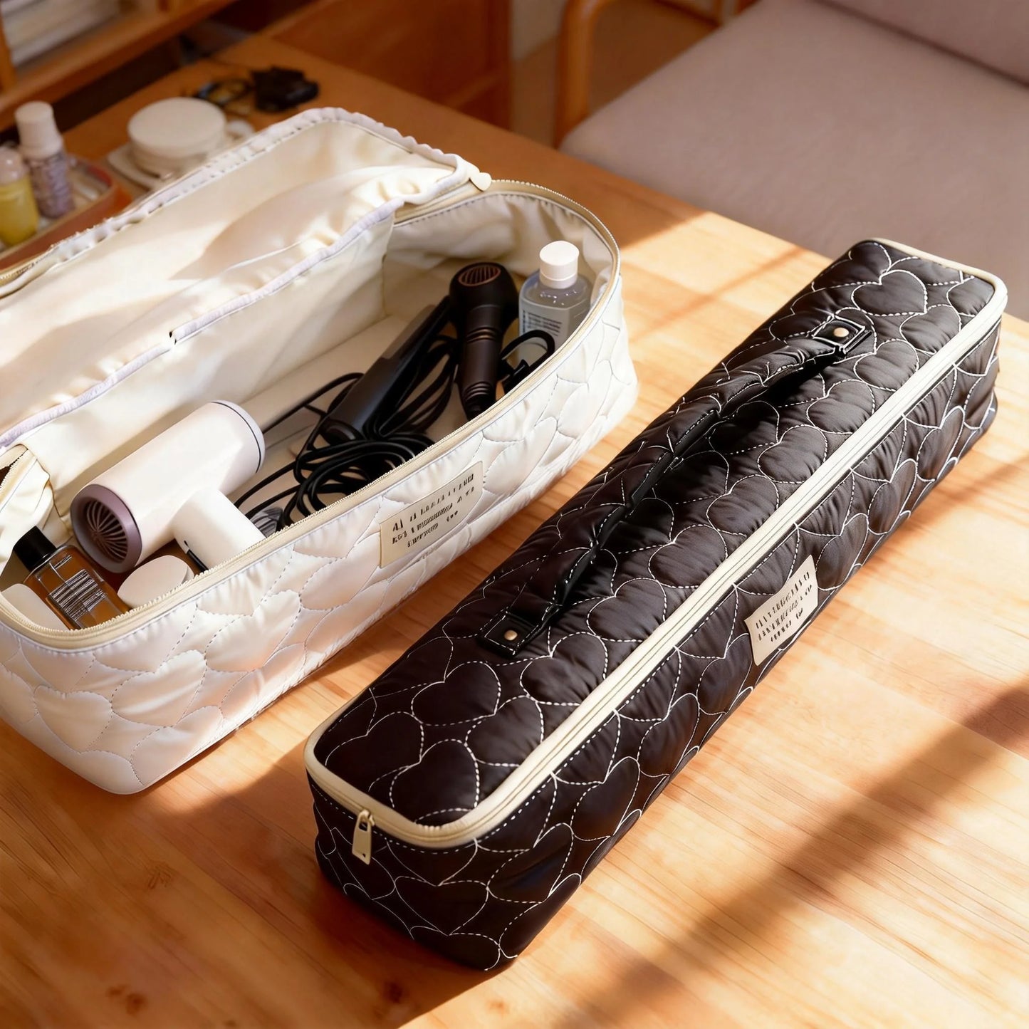 Fashion Large Capacity Hair Dryer Storage Bag Portable Cosmetic Bag Women Makeup Case Toiletry Bag Travel Organizer