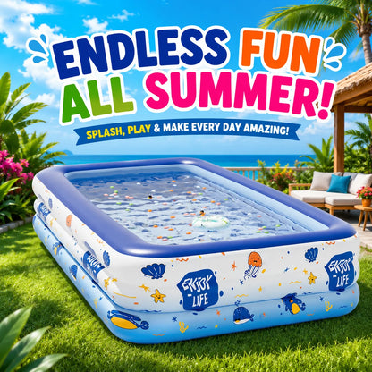 1PC Swimming Pool for Family Pattern Blue Big Inflatable Large PVC Pools Baby Swimming Pools Indoor Outdoor Toddler Bathtub
