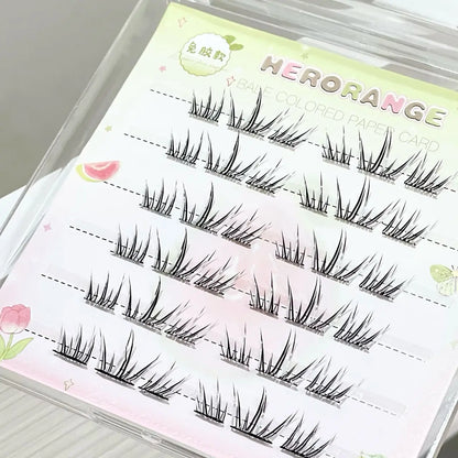 DIY Cluster Punk Silver Black Self-adhesive Glue Free False Eyelashes Segmented Thin Stems Halloween Makeup Girl Lashe Extension
