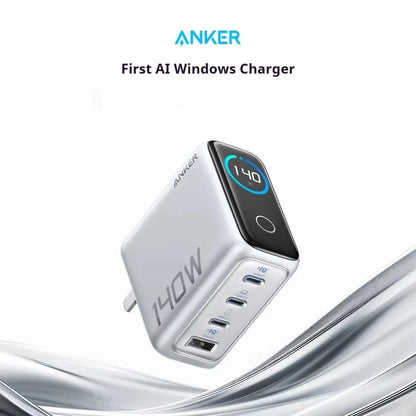 Original Anker Zolo 140W GaN Charger AI Display Screen Four-Port Fast Charge Mobile Phone Chargers Portable Phone Power Adaptor