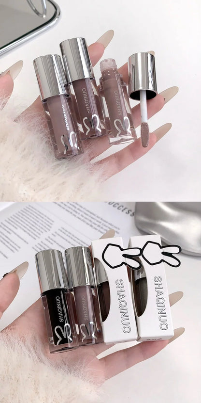 1Pc Lip Gloss Mirror Moisturizing Gothic Pure Black Silver Fine Flash Low Saturation Lip Glazed Lasting Lip Makeup Halloween