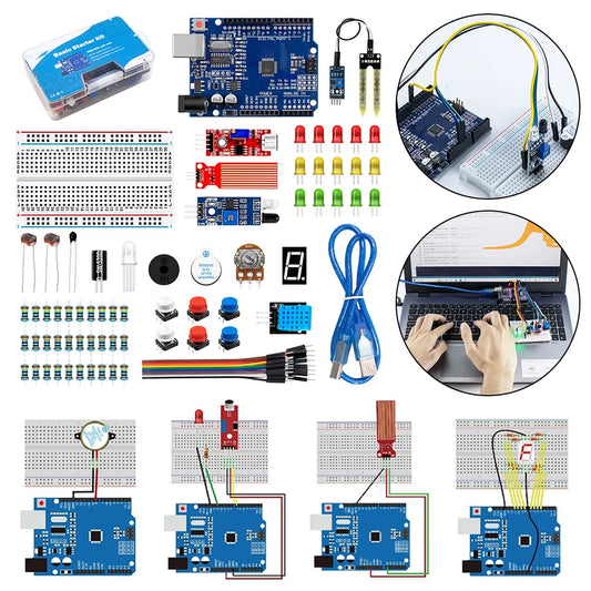 Basic Starter Kit with Breadboard Sensor Modules Resistance Educational Programming Kit Electronic DIY Kit for Arduino UNO R3