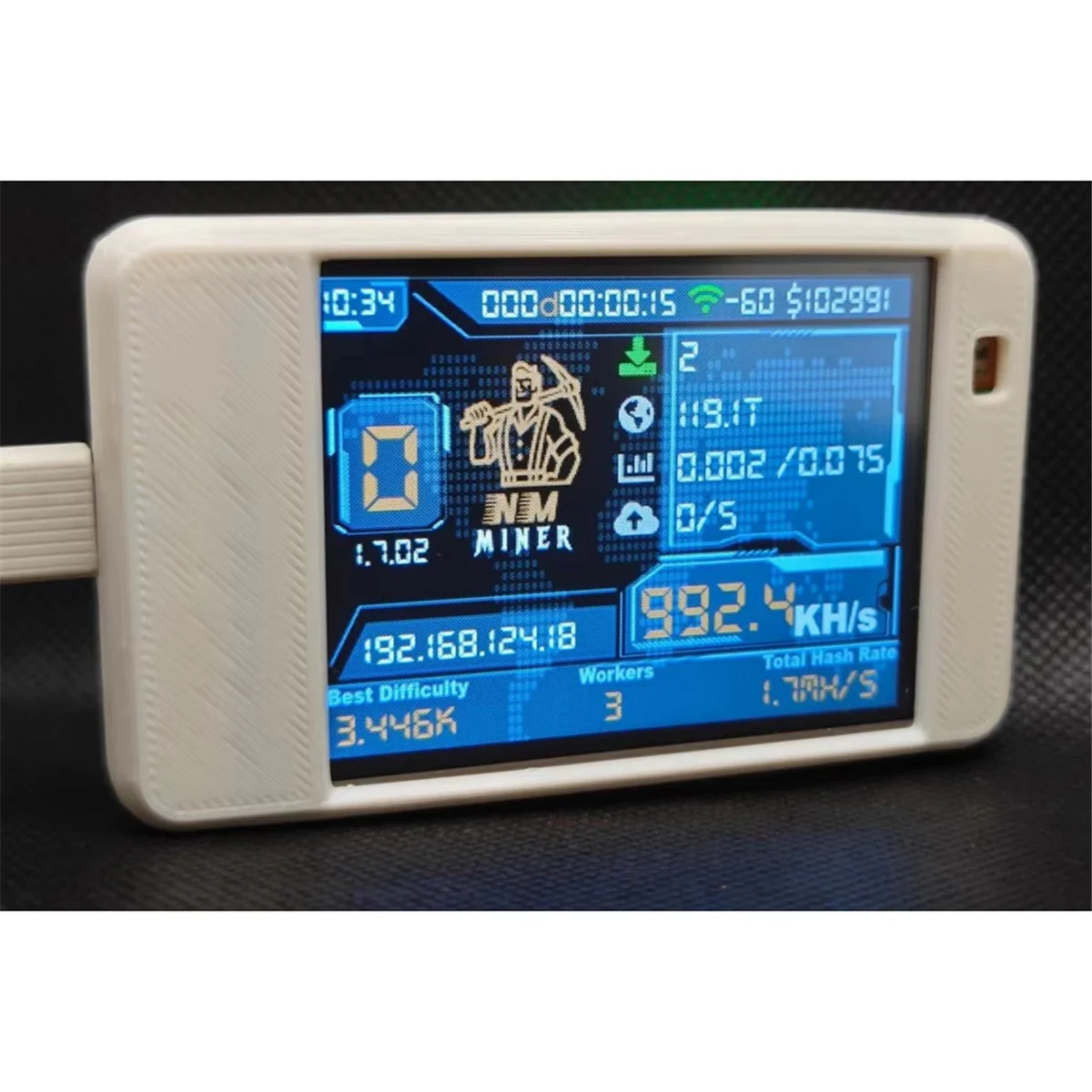 N84R NMMiner NerdMiner V2 Hashrate 1000KH/S BTC Miner ESP32 2.8 Inch Smart Display Bitcoin Solo Lottery ESP32-2432S028 White