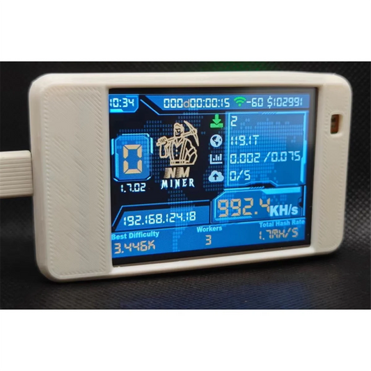N84R NMMiner NerdMiner V2 Hashrate 1000KH/S BTC Miner ESP32 2.8 Inch Smart Display Bitcoin Solo Lottery ESP32-2432S028 White