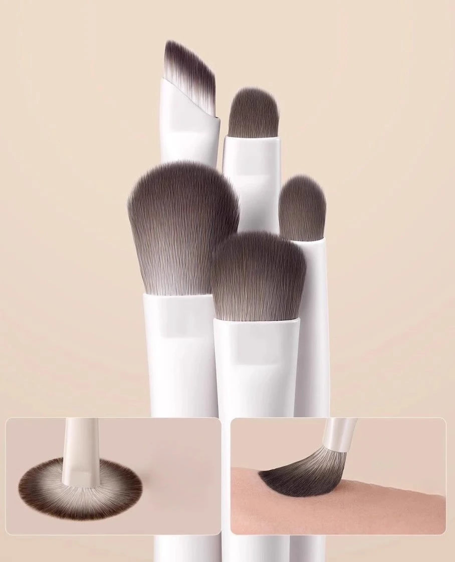 5/8/10pcs Natural Eye Makeup Brushes Set Detail Eyeshadow Brush Makeup Brush Kit White Ultra Soft Eyeshadow Eyeliner Makeup Tool