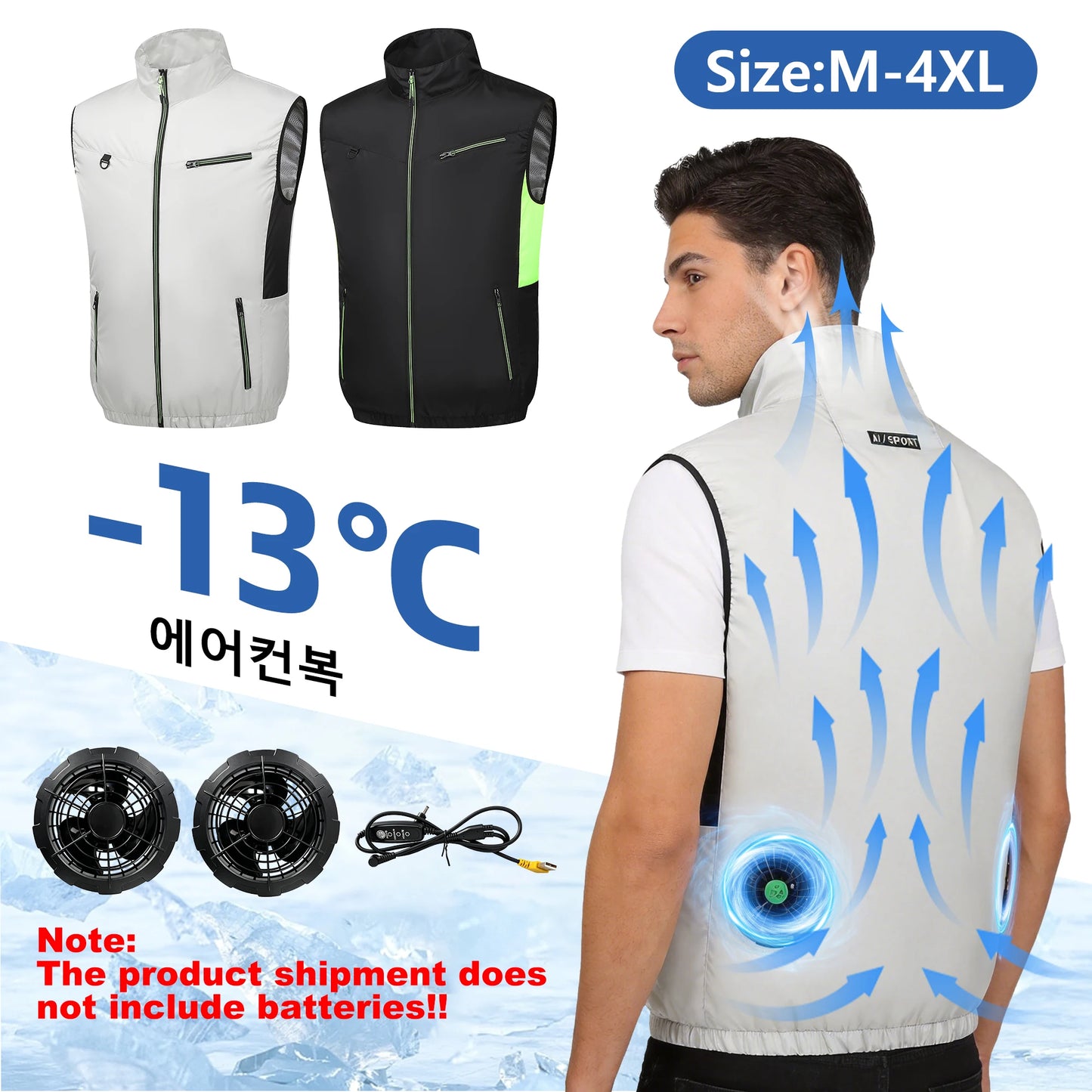 Summer Cool Vest Wearable Cooling Fan Vest Air-conditioned Clothes USB Cooling For Outdoor Work Fishing Vest Camping Clothing