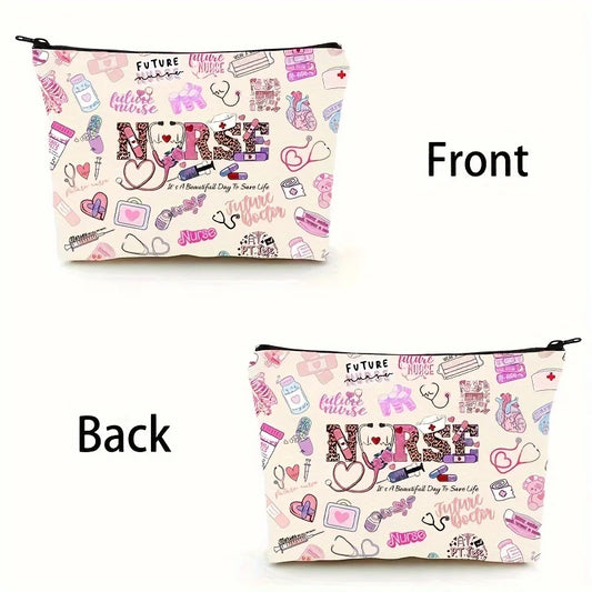 1pc Makeup Bag with A Cartoon Nurse Design Cosmetic Pouch Lightweight for International Nurses Day Storage Beauty Case