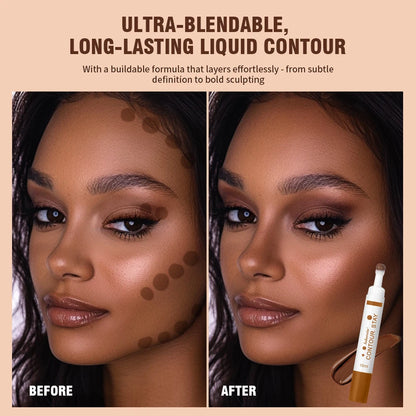 6-colors Moisturizing Liquid Contour Stay Cream Bronzer Waterproof Lightweight 3D Concealer Nourishing Face Contour Makeup