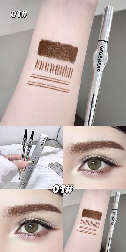 Two-Prong Eyebrow Pen For Women Gege Bear Long-lasting Natural Strokes Waterproof Anti-Sweat Non-smudged All-Day Wear Eye Makeup
