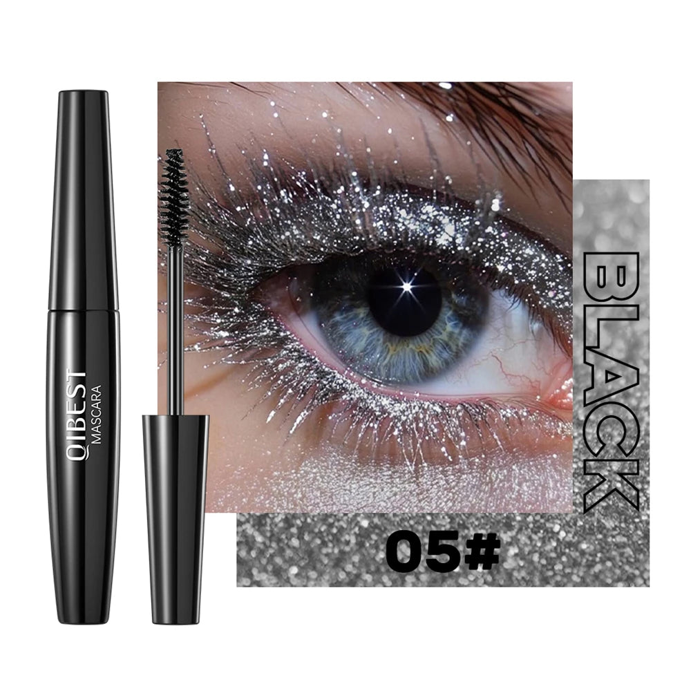 Glitter Diamond Mascara Waterproof Smudge-Proof Volumizing Lengthening Sparkling Snowflake Flake Clump-Free Lasting Party Makeup