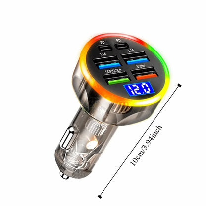 Dual USB Output Mobile Phone Car Charger Type C Fast Charging 6 Ports Car Chargers Mini Universal Car Charger Adapter