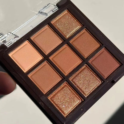 9 Color Chocolate Eyeshadow Palette Matte Pearlescent Glitter Glitter Earth Eyeshadow Makeup