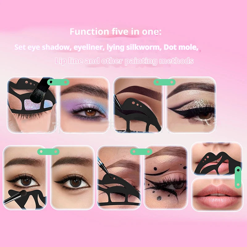 5 in 1 Eyeshadow Stencil Silicone Eyeshadow Tool Reusable Eye Makeup Aid Stencils Eyeliner Template for Beginners Makeup Tool