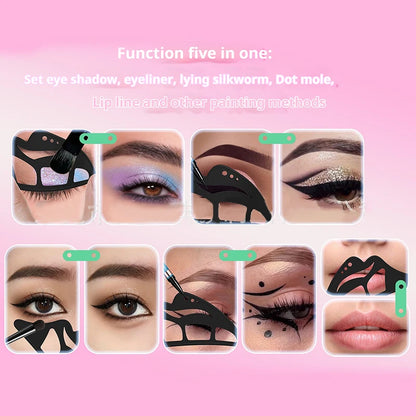 5 in 1 Eyeshadow Stencil Silicone Eyeshadow Tool Reusable Eye Makeup Aid Stencils Eyeliner Template for Beginners Makeup Tool