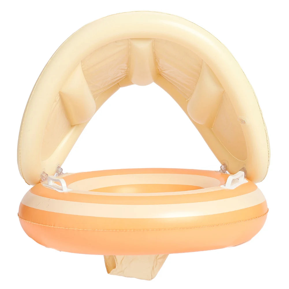 Baby Swimming Ring Inflatable Swim Ring with Detachable Sunshade Toddlers Pool Float Beach Water  for Summer Pool Party