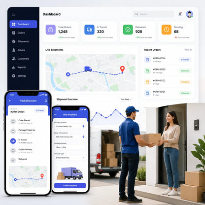 On Demand Parcel Delivery Software with Real-Time Tracking, Route Optimization and Delivery Management Features
