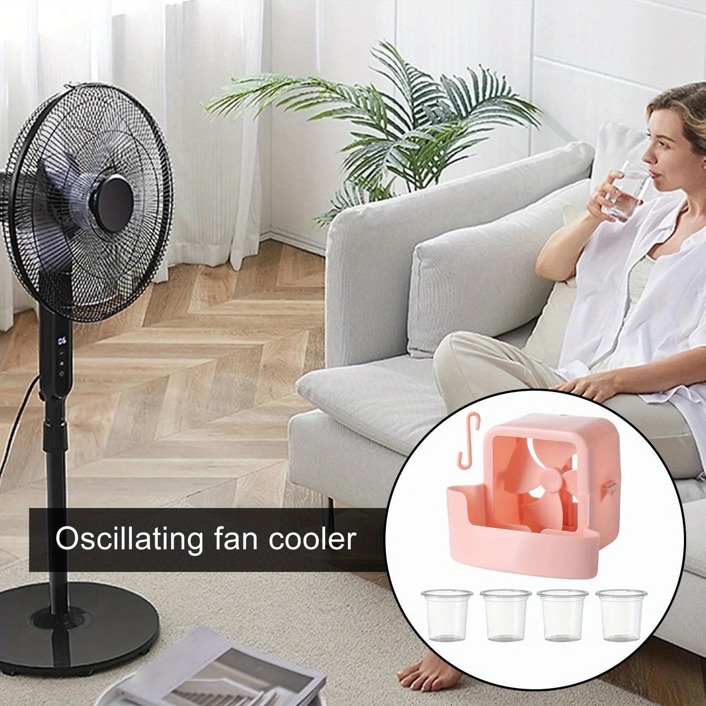 Zero-Power Portable Cooling Fan, Water Circulation Cooler with Hook Mount for Summer Heat Relief Outdoor Home Accessories