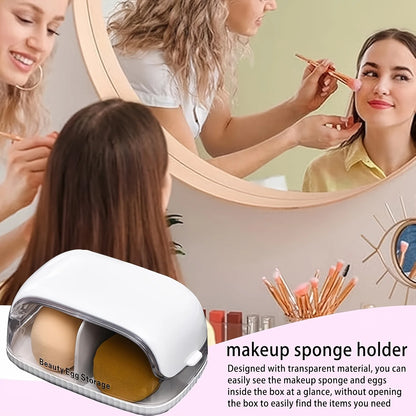 1pc Transparent Makeup Sponge Holder Dustproof Plastic Beauty Organizer Travel Home Cosmetic Storage Makeup Organizers with Lid
