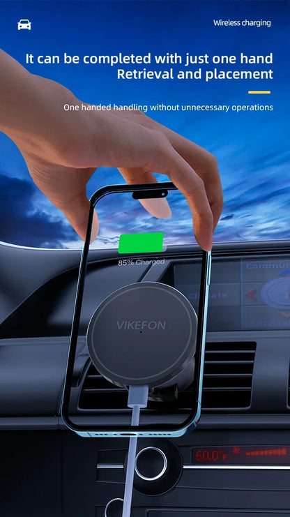 Car Air Outlet Wireless Charger Phone Stand For Magsafe iPhone 16 15 14 13 12 Pro Max Air Vent Cell Magnet Fast Charging Station