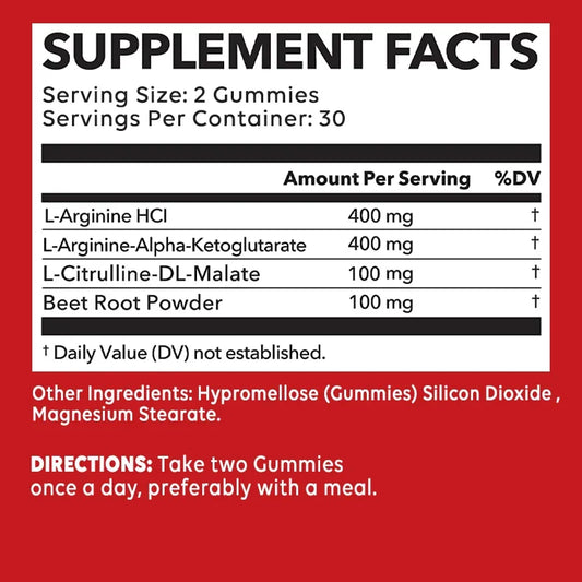 L-Arginine Supplement - Supports Vascular and Heart Health, Boosts Energy, Promotes Muscle Growth and Improves Endurance