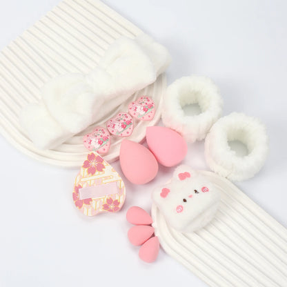 Embroidered Powder Puff Headband 13-Piece Set, Suitable for Applying and Setting Makeup, Suitable for All Skin Types