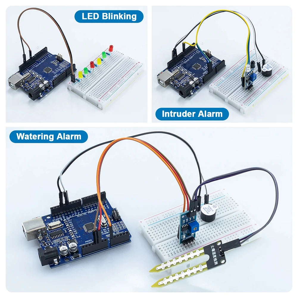 Basic Starter Kit with Breadboard Sensor Modules Resistance Educational Programming Kit Electronic DIY Kit for Arduino UNO R3
